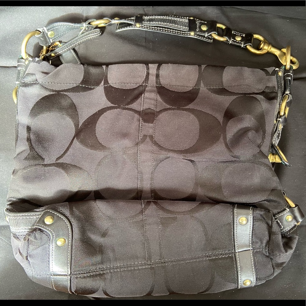 Coach Black Signature Carly Bag